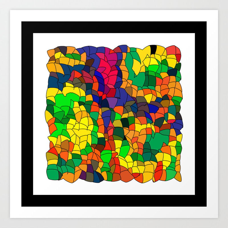 Modern Abstract Art Bright Blots And Splashes In Black Frame Art