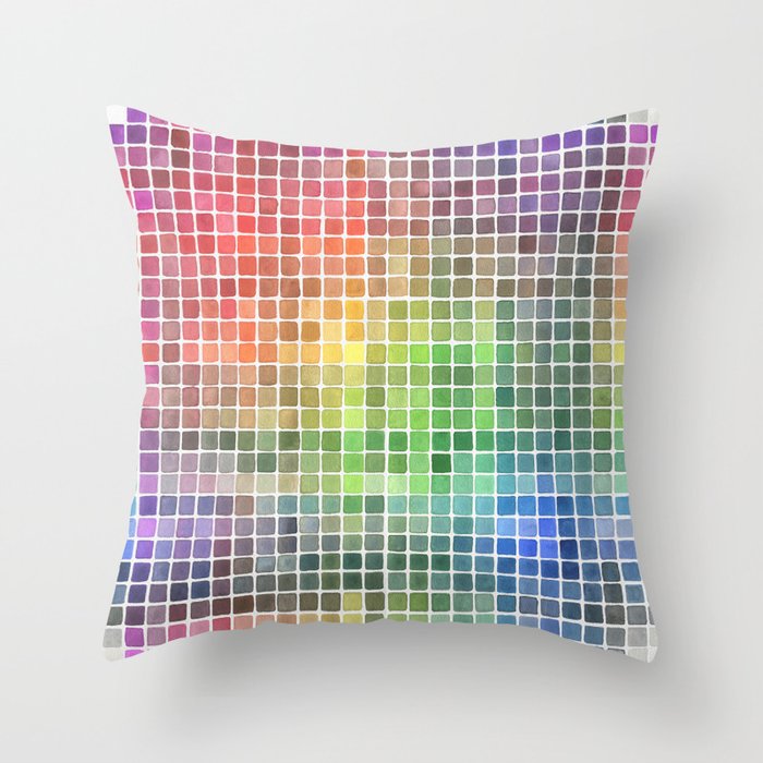 Watercolor Color Chart Throw Pillow
