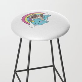 Narwhal Siam Cat Ocean Unicorn Kawaii Rainbow Bar Stool