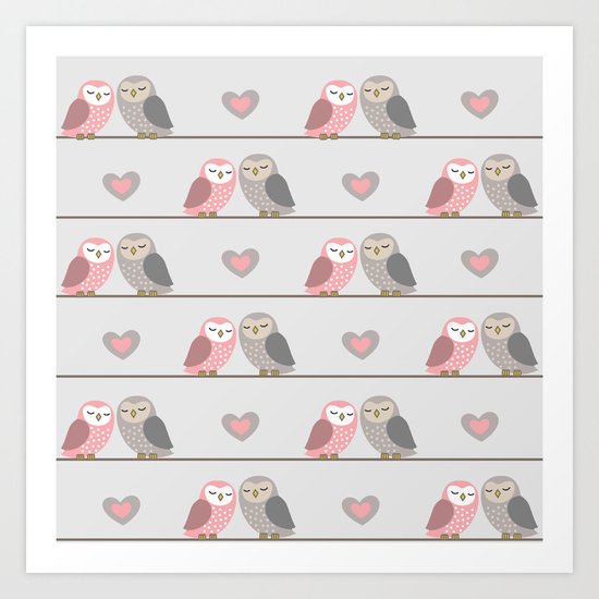 Owls in ♥ Art Print