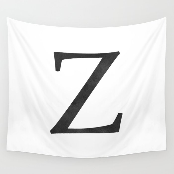 Letter Z Initial Monogram Black and White Wall Tapestry