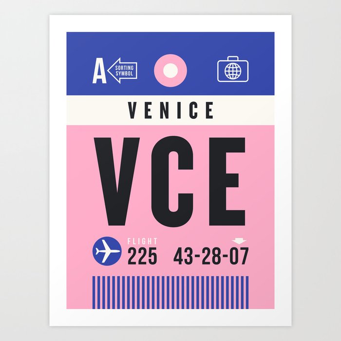 Luggage Tag A - VCE Venice Italy Art Print