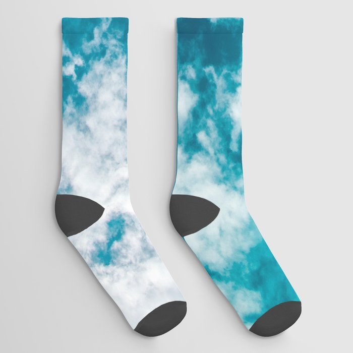 Sky Blue - Clouds Skyscape Photography Socks