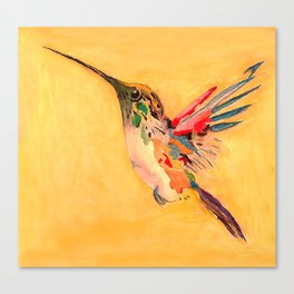 Hummingbird - bird painting - animal - Colorful yellow tropical bird                             Canvas Print