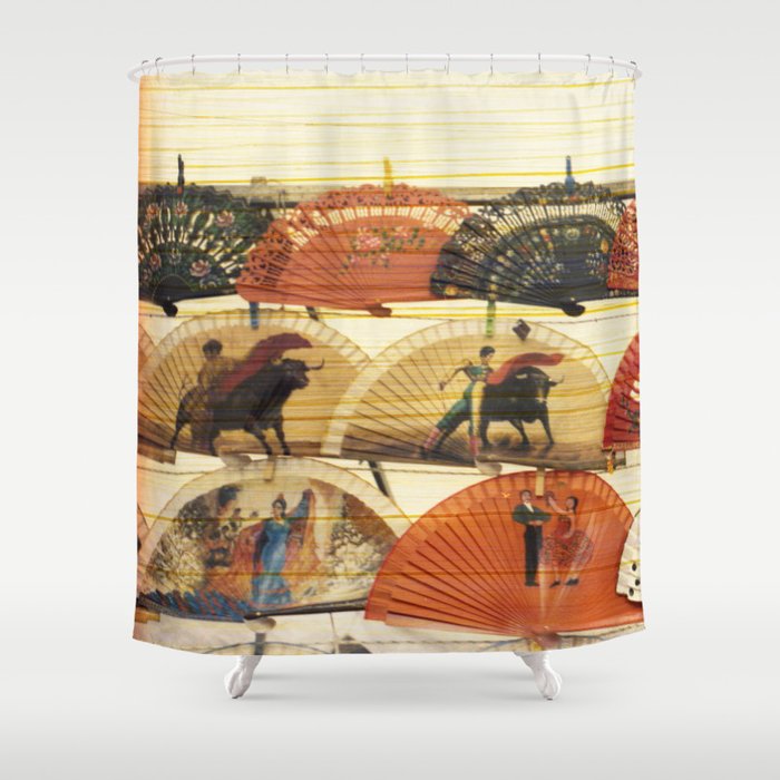 Spanish Scratched Fans Shower Curtain