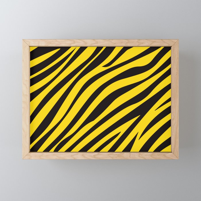 Yellow and Black Abstraction Lines Framed Mini Art Print