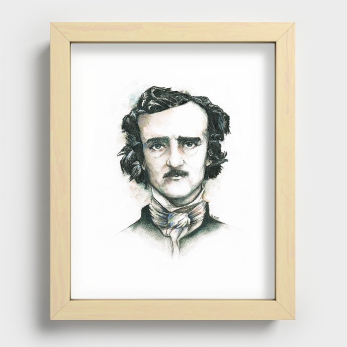 Edgar Allan Poe and Ravens Recessed Framed Print