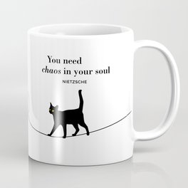 Friedrich Nietzsche "You need chaos in your soul" black cat literary quote Mug