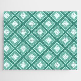 Diagonal Plaid Pattern - Mint Green Jigsaw Puzzle