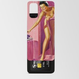 Pin Up Girl in Pink Bathroom Android Card Case
