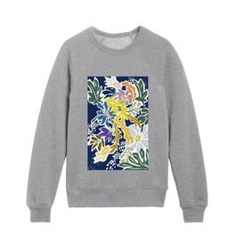 cosmopolitan flowers navy blue Kids Crewneck