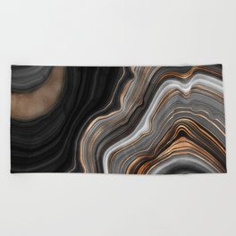 Elegant black marble with gold and copper veins Beach Towel