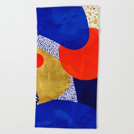 Terrazzo galaxy blue night yellow gold orange Beach Towel