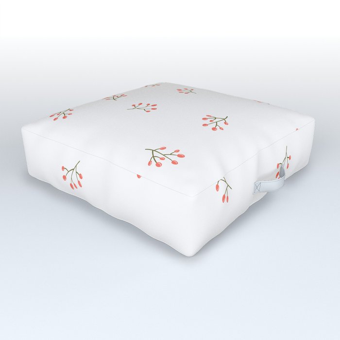 Branches With Red Berries Seamless Pattern  Outdoor Floor Cushion