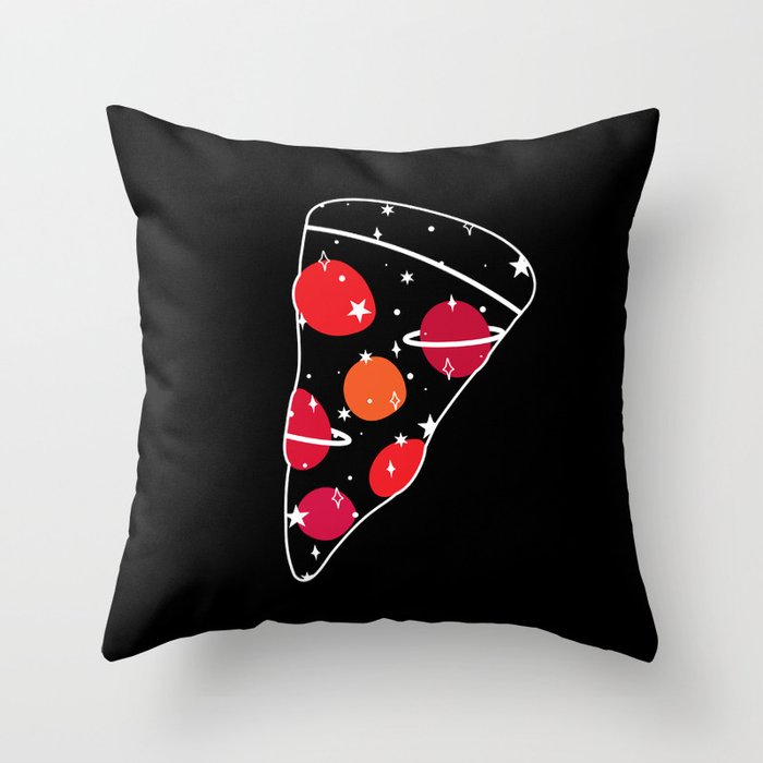 Space Pizza (black) Throw Pillow