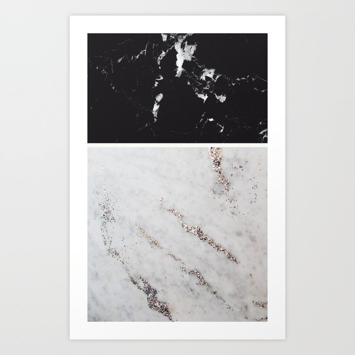 Black marble white glitter marble 1 decor art society6 art print Black marble white glitter marble 1 decor art society6 art print