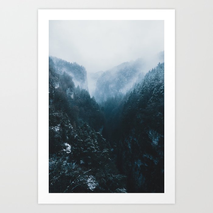 Foggy Forest Mountain Valley - Landscape Photography Art Print