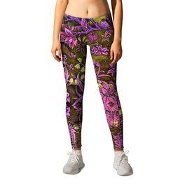 Tree of Life reflecting water of garden lily pond twilight amethyst purple nature landscape painting Leggings