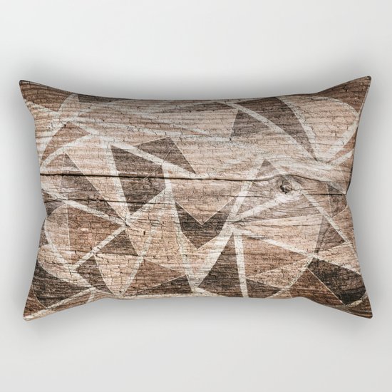 Old wood . Brown triangles . Rectangular Pillow