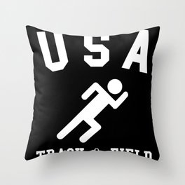 track and field USA athlete passion Sport team Throw Pillow