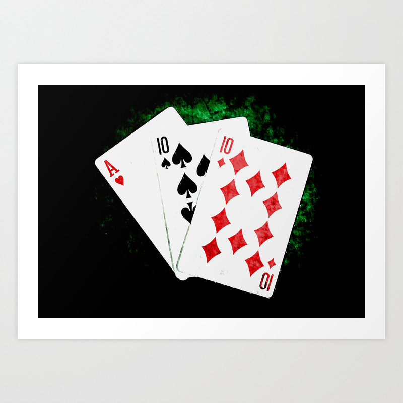 Blackjack Card Game 21 Count Ace Ten Ten Combination Art Print By Digital2real Society6