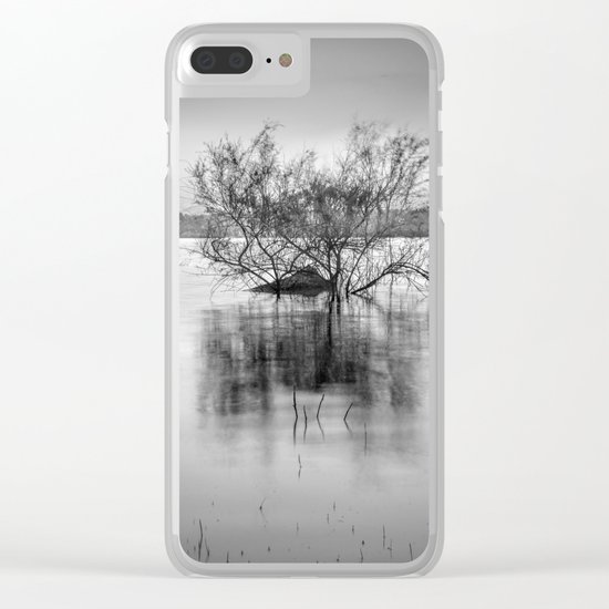 "Peace at the lake". Dream sunset. Monochrome Clear iPhone Case