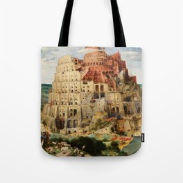 Pieter Brueghel the Elder The Tower of Babel enhanced with artificial intelligence Tote Bag