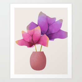 Pink Flowers in Vase Art Print