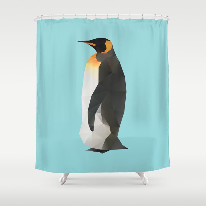 King Penguin Polygon art Shower Curtain