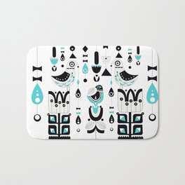 Soul Birds And Moondrops Bath Mat | Drawing, 1950S, Pattern, Abstract, Soul, Birds, Black and White, Graphic Design, Midcenturymodern, Scandanavian 
