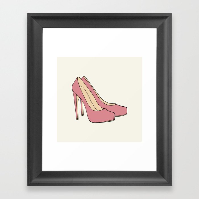 Pink high-heeled shoes Framed Art Print