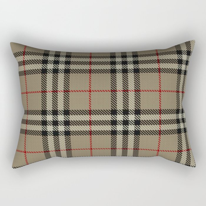 Luxury Beige Tartan Plaid Pattern Rectangular Pillow
