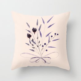 Flowers Bouquet With Purple Roses Throw Pillow