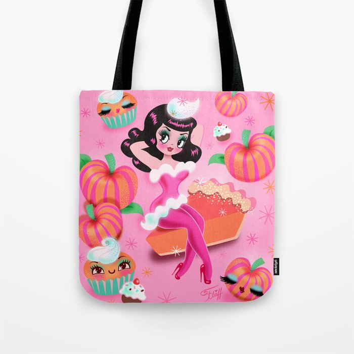 Pumpkin Pie Kawaii Pinup Girl Tote Bag