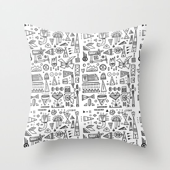 Triangle doodles Throw Pillow
