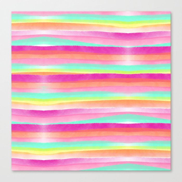 Modern Bright Pastel Pink Turquoise Yellow Rainbow Hand Painted