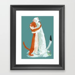 Weasel hugs Framed Art Print