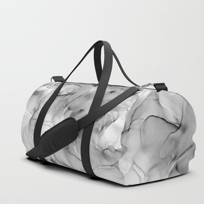 Black and White Marble Ink Abstract Painting Duffle Bag