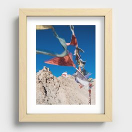 Tibetan Prayer Flags and Monastery Recessed Framed Print