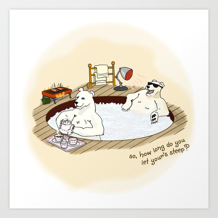 Polar Bear Hot Tub Art Print