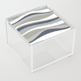 Wavy Lines Pattern Blue, Grey, Beige and White Acrylic Box