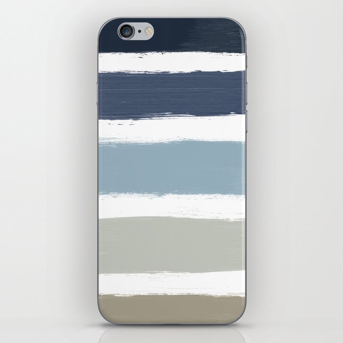 Blue & Taupe Stripes iPhone Skin