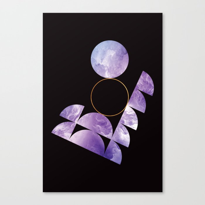 Purple Moon Space 70s Retro Abstract Geometrical Contemporary Minimalist Modern  Canvas Print