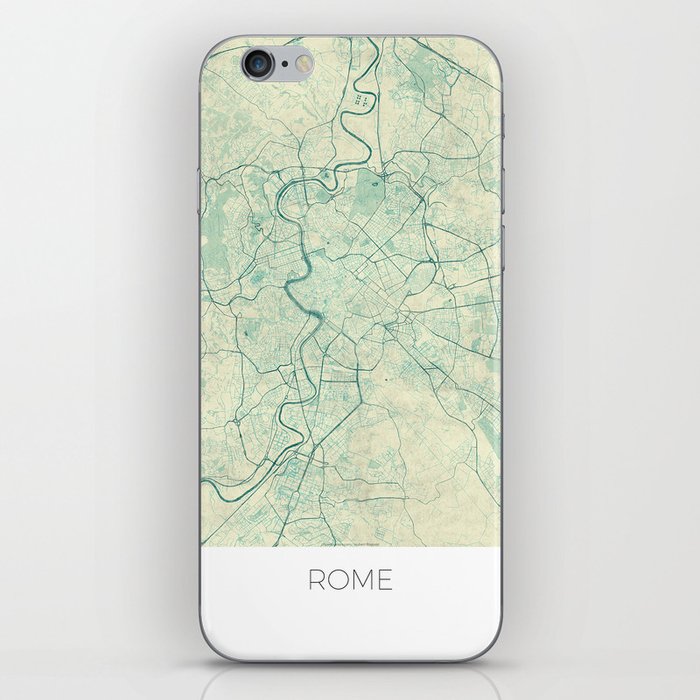 Rome Map Blue Vintage iPhone Skin