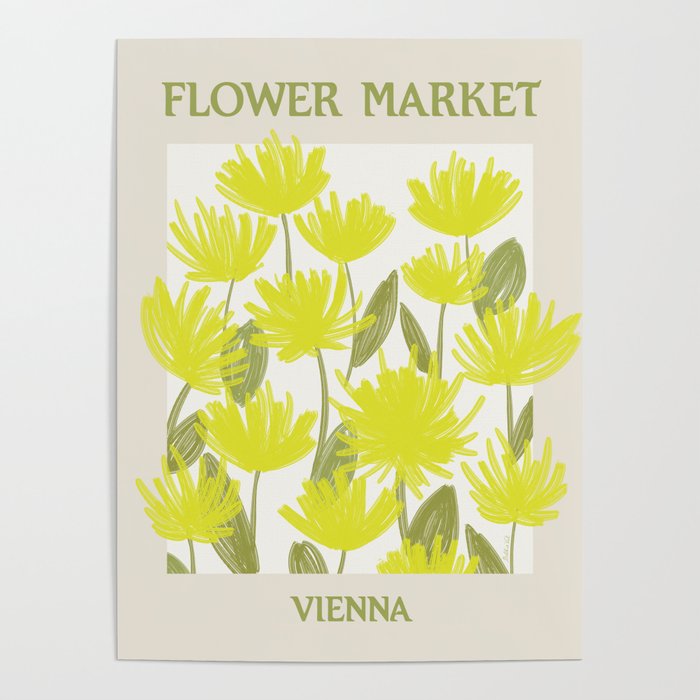 Flower Market Vienna Abstract Yellow Spring Flowers Poster