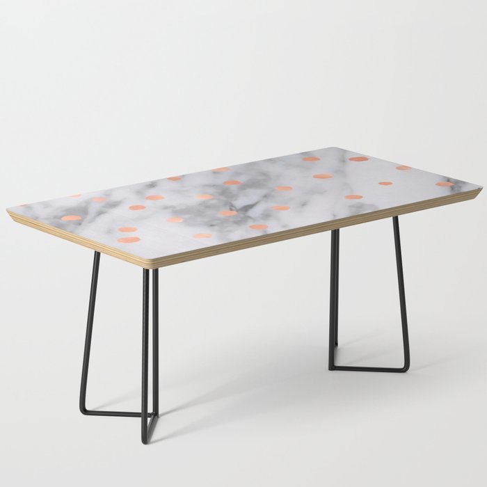 Rose Gold Pink Dots Marble Pattern Coffee Table