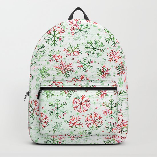 Red Green Snowflakes Backpack