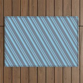 [ Thumbnail: Sky Blue and Slate Gray Colored Stripes Pattern Outdoor Rug ]