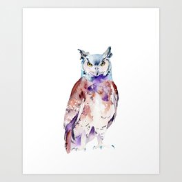 Woodland Owl Watercolor Art Print