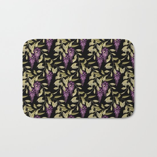 The Branches Of Wisteria . Black . Bath Mat